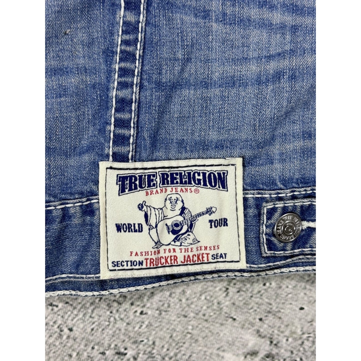 True Religion denim jacket trucker washed White stitching