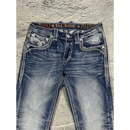 Rock Revival vintage jeans blue white stitching Y2K
