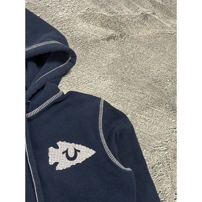 True Religion vintage navy blue zip hoodie rhinestones Y2K