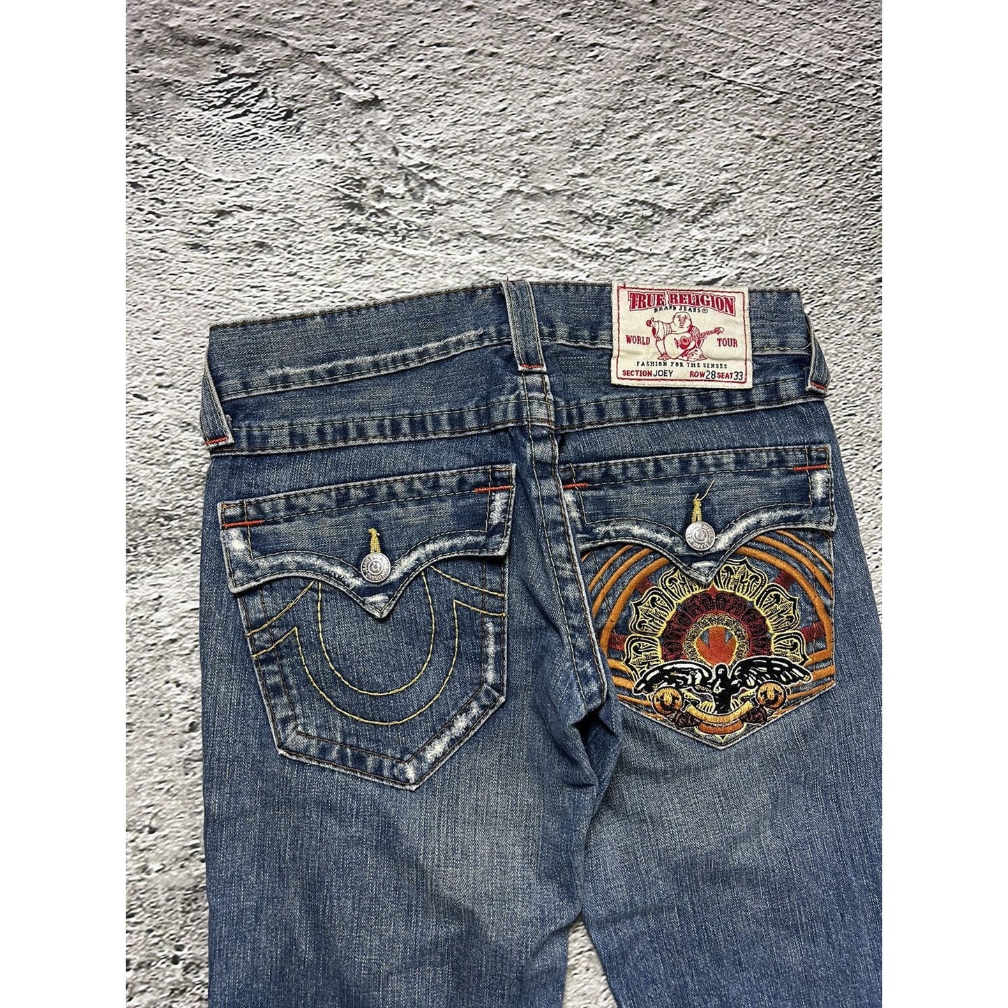 True Religion vintage jeans embroidery sunrise bootcut Y2K