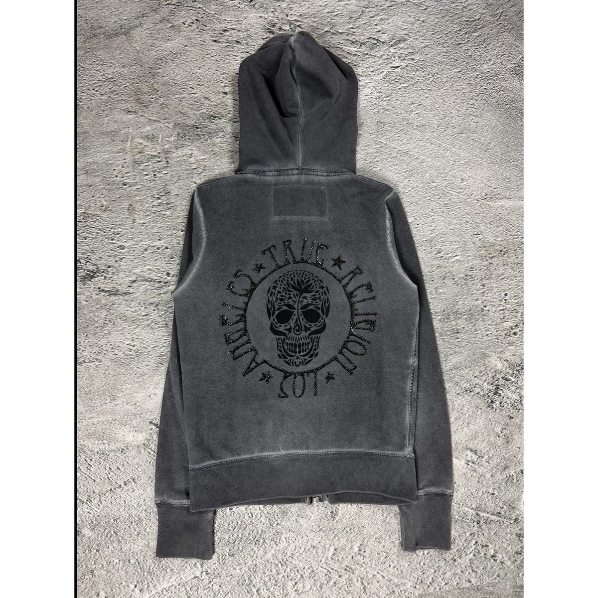 True Religion zip hoodie vintage skull rhinestones