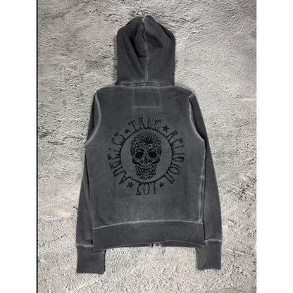 True Religion zip hoodie vintage skull rhinestones