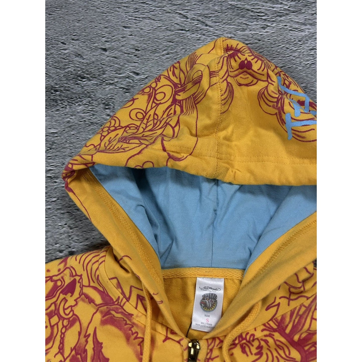 Ed Hardy zip hoodie yellow vintage Y2K Christian Audigier