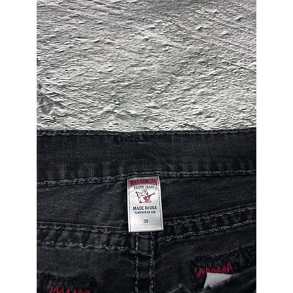 True Religion vintage black jeans Ricky red thick stitching