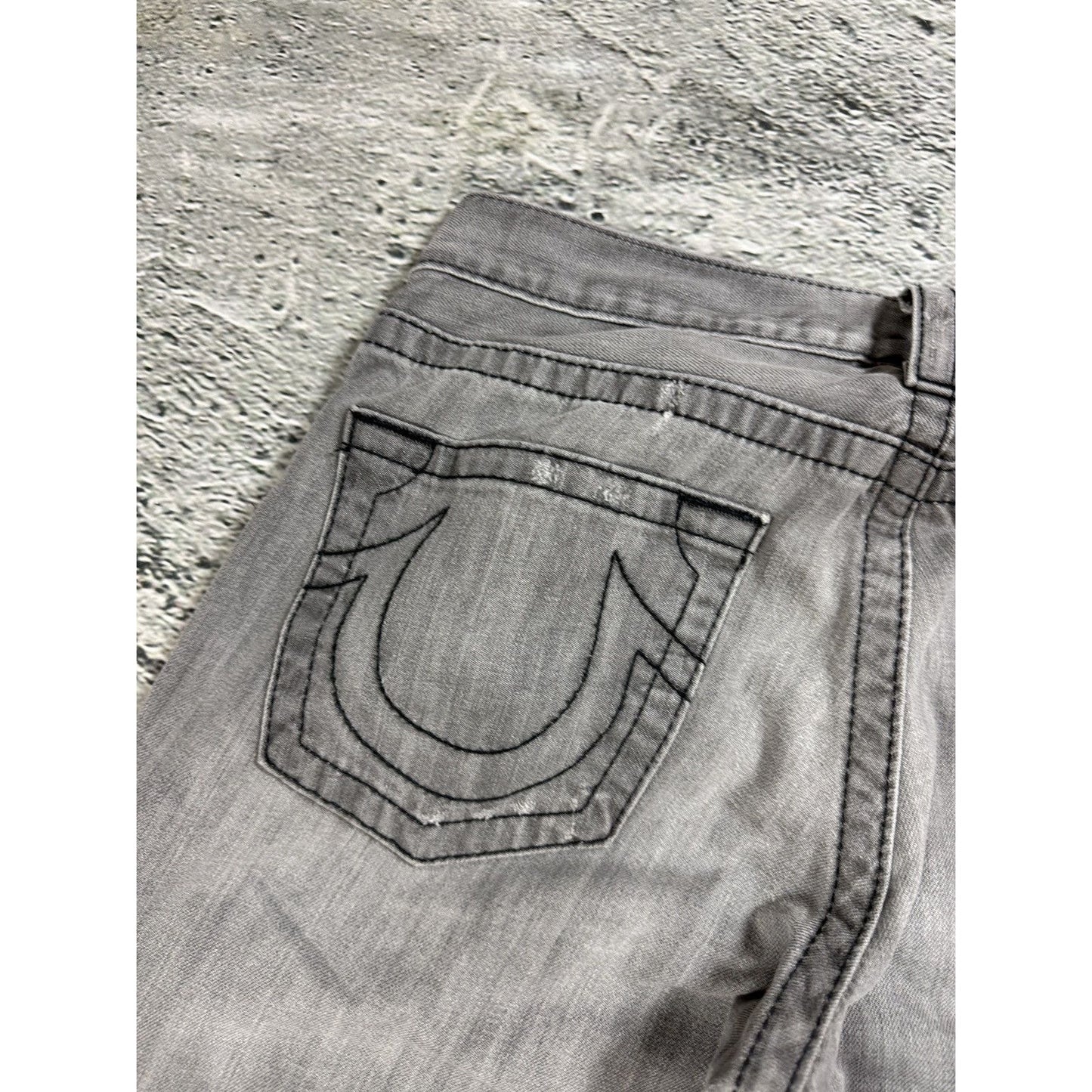 True Religion jeans vintage grey Drew straight distressed