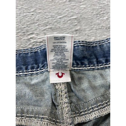 True Religion blue jeans white thick stitching straight Y2K