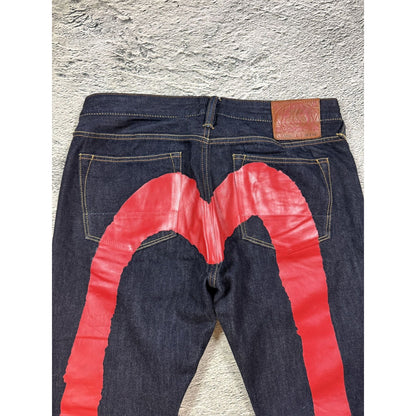 Evisu jeans daicock big logo Red selvedge raw denim Japan