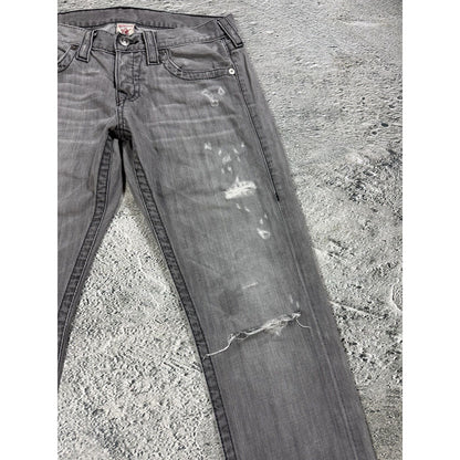 True Religion jeans vintage grey Drew straight distressed