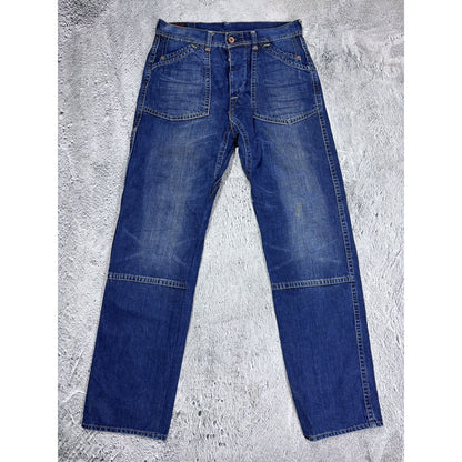 Evisu EU ED jeans vintage denim pants cargo navy blue Y2K