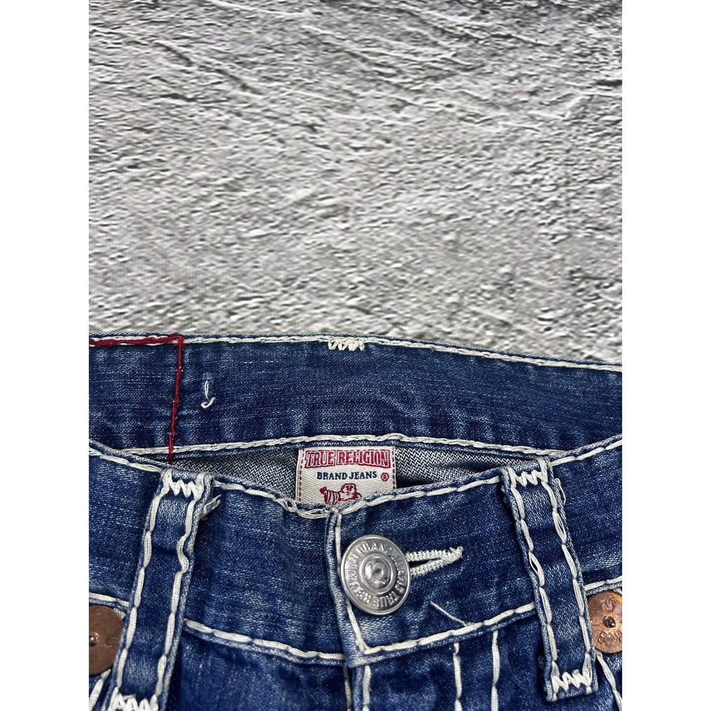 True Religion Blue jeans thick stitching Bobby