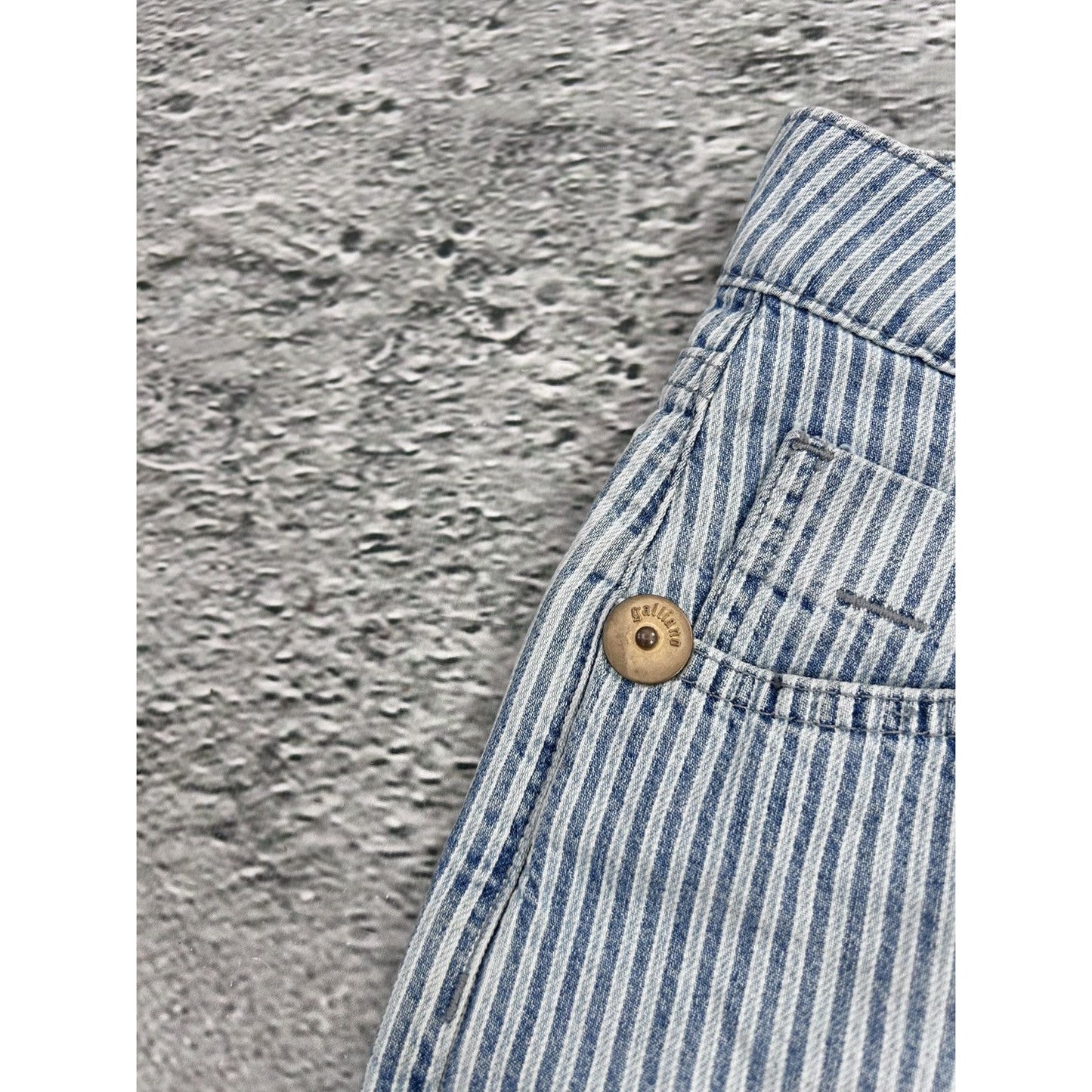 Galliano mini denim skirt striped blue