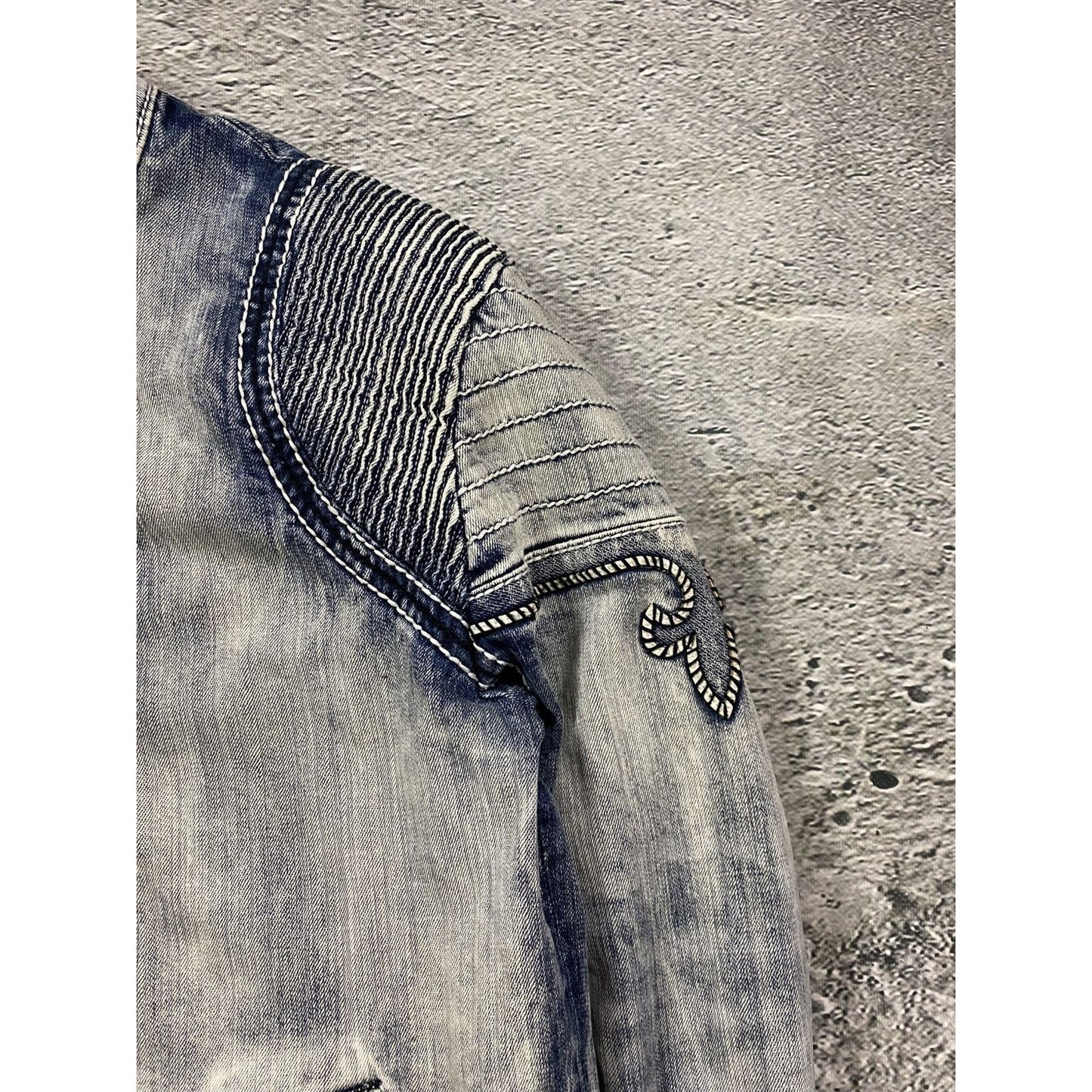 Rock Revival moto biker denim jacket washed vintage