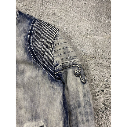 Rock Revival moto biker denim jacket washed vintage