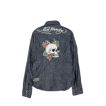 Ed Hardy denim shirt button up Y2K