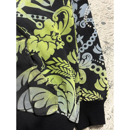 Pelle Pelle zip hoodie big logo rhinestones black green