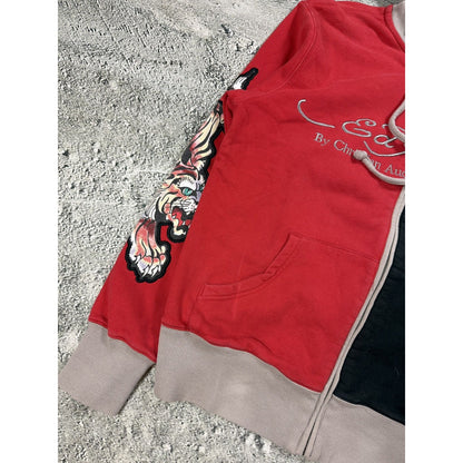 Ed Hardy zip hoodie black red vintage Y2K Christian Audigier