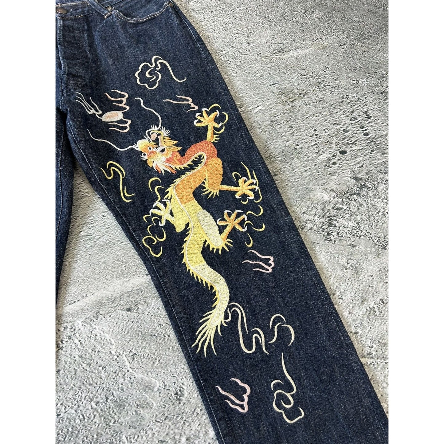 Evisu Yamane jeans vintage design selvedge embroidery dragon