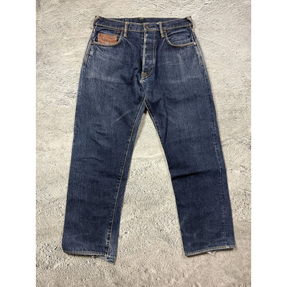 Evisu jeans daicock leather brown big logo navy raw Selvedge