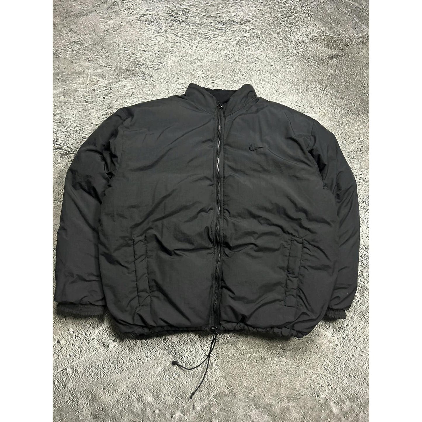 Nike black puffer jacket big logo reversible vintage 90s