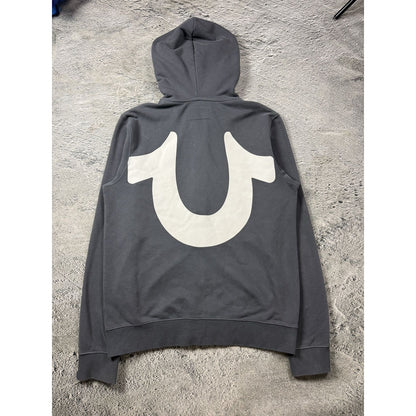 True Religion zip hoodie big logo vintage gray Y2K