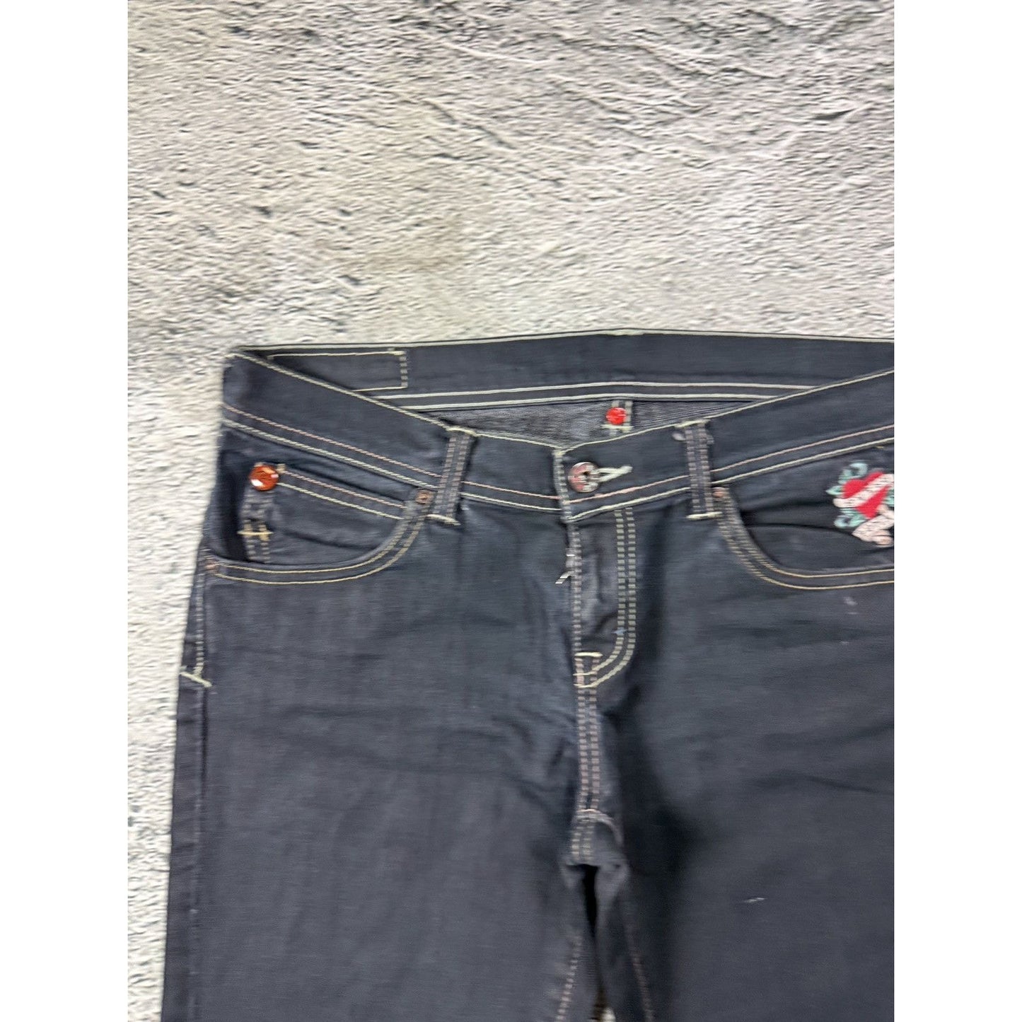 Evisu x Puma vintage flared black jeans seagulls Y2K