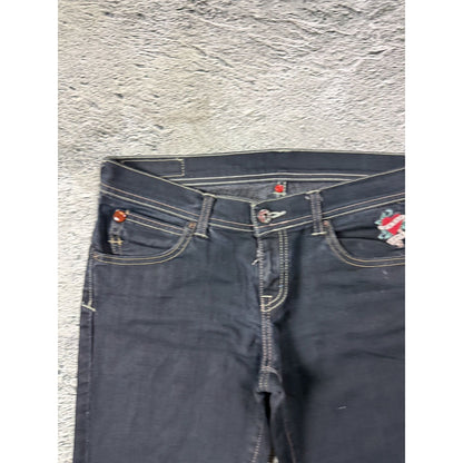 Evisu x Puma vintage flared black jeans seagulls Y2K