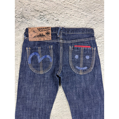 Evisu Yamane jeans bootcut navy vintage smiley face gull