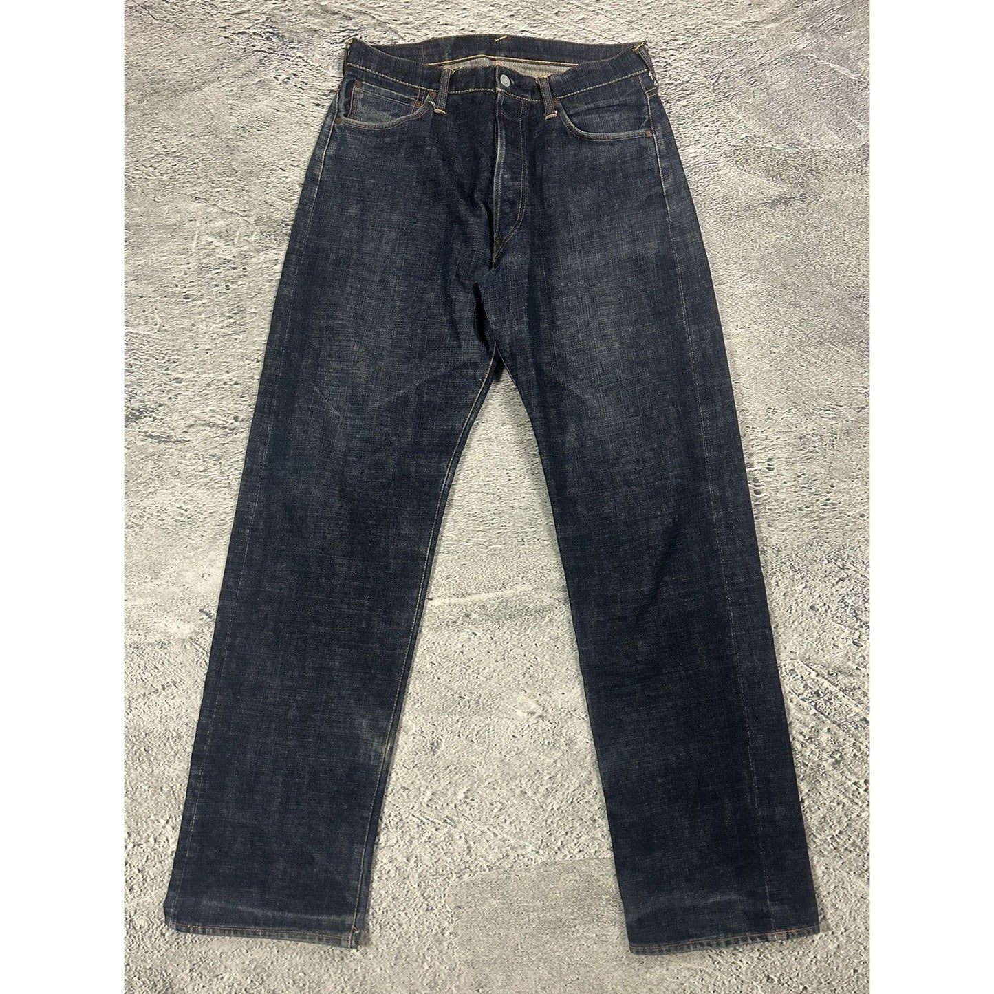 Evisu jeans white daicock big logo blue selvedge denim