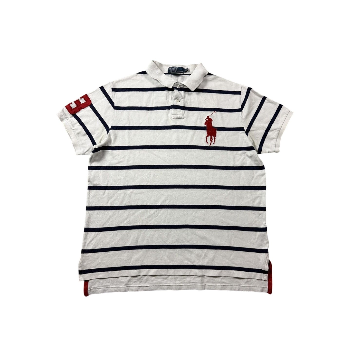 Polo Ralph Lauren t-shirt white blue striped Red big pony