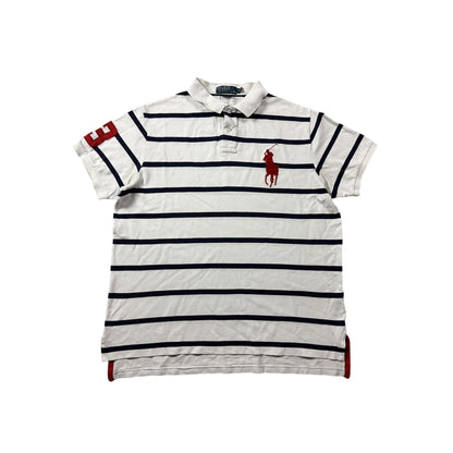 Polo Ralph Lauren t-shirt white blue striped Red big pony