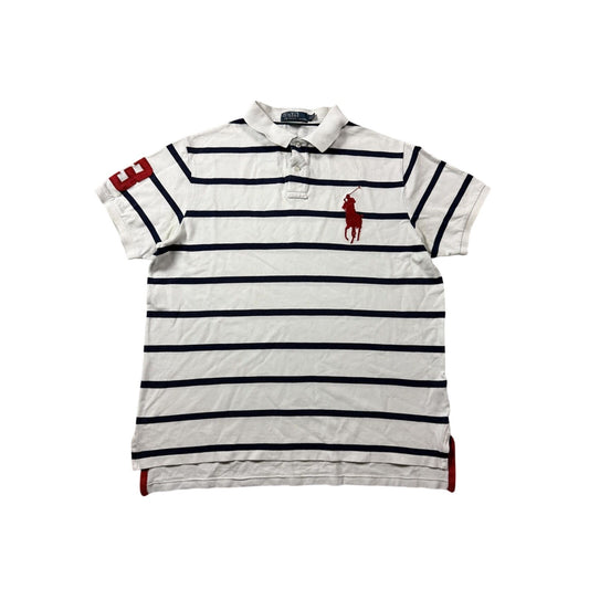Polo Ralph Lauren t-shirt white blue striped Red big pony