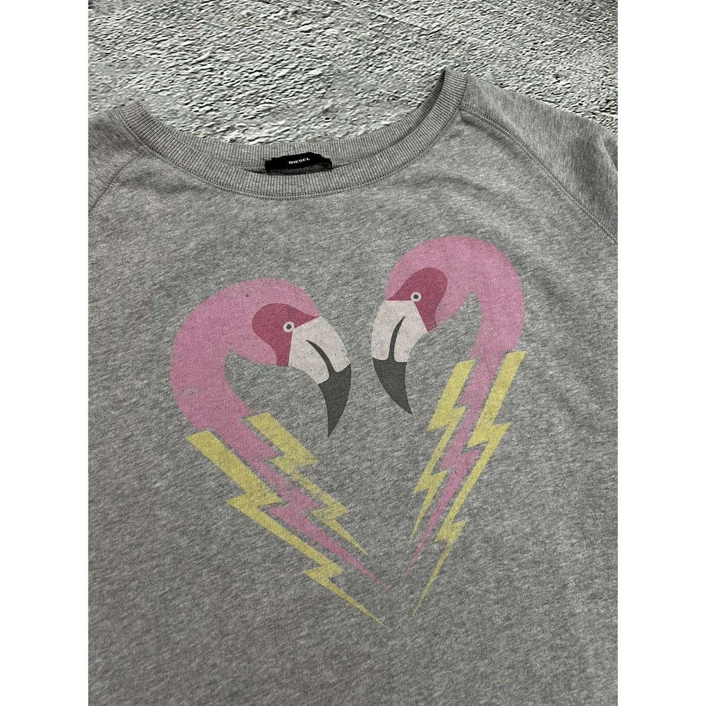 Diesel F Sven boxy sweatshirt flamingo heart grey