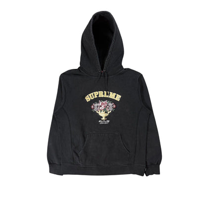 Supreme black hoodie floral center piece fuck em all 2017