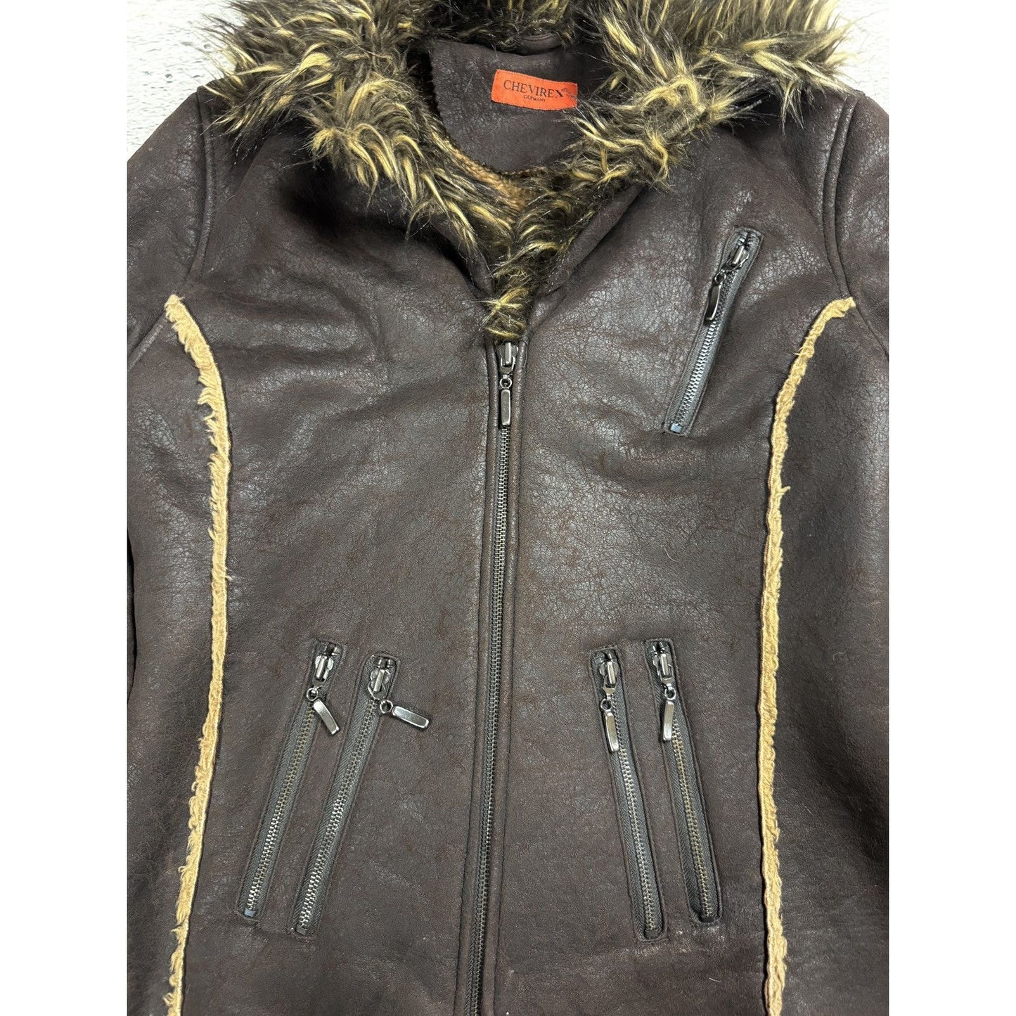 Chevirex vintage faux fur jacket brown coat