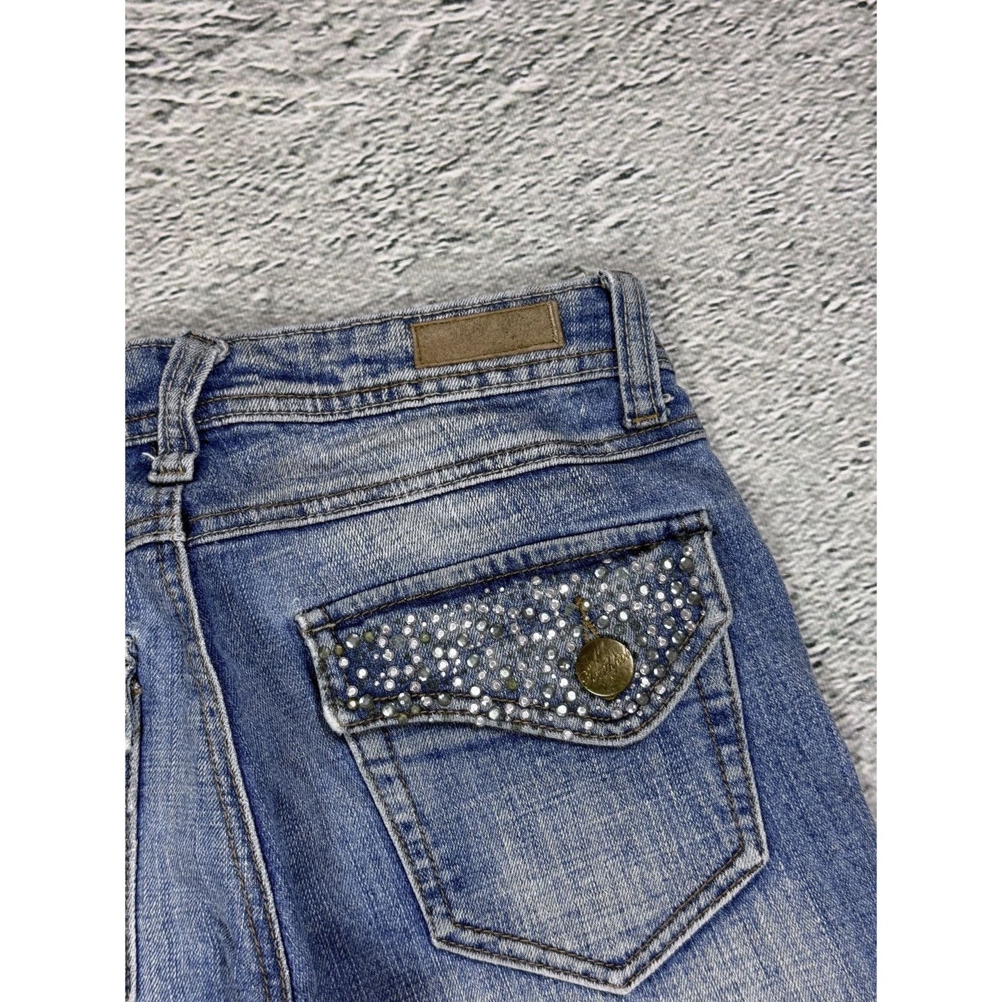 Southpole flared jeans denim pants Y2K rhinestones