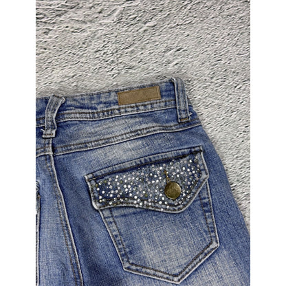 Southpole flared jeans denim pants Y2K rhinestones