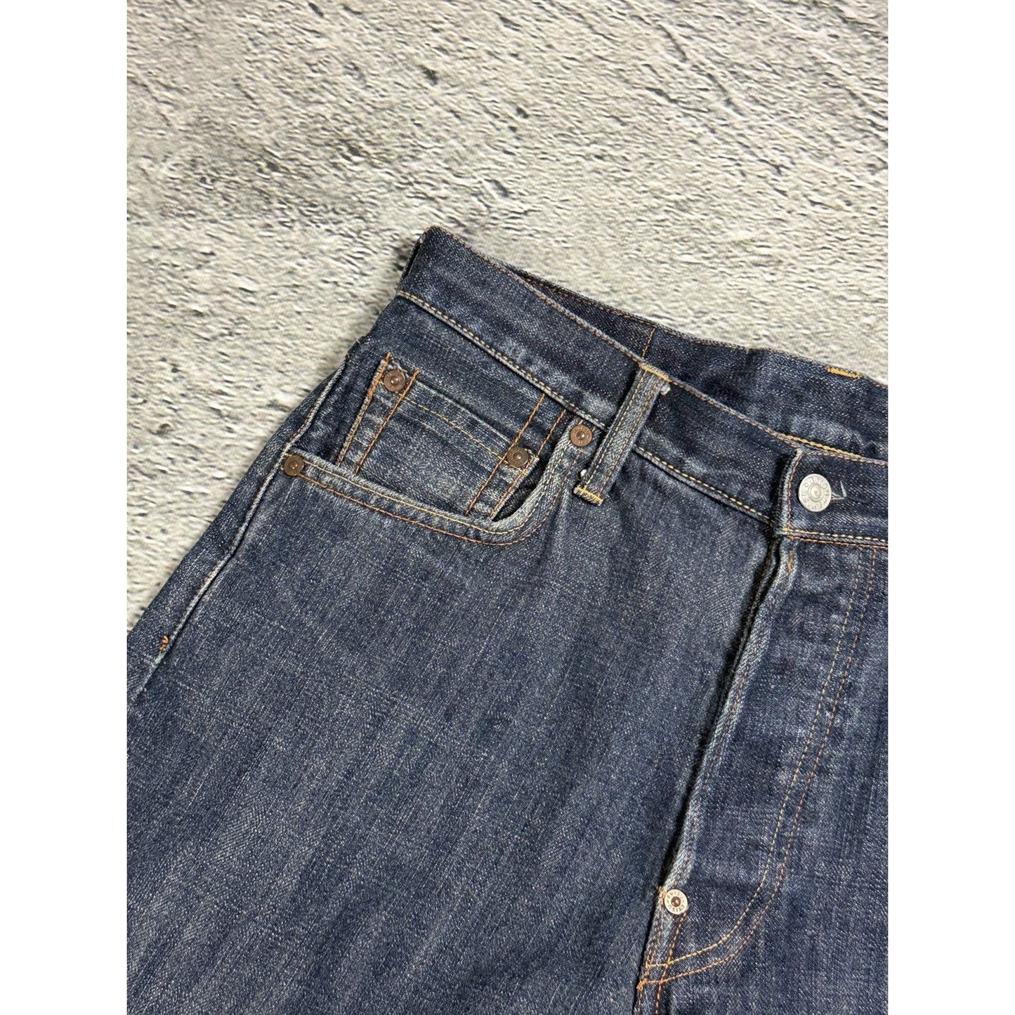 Evisu jeans white daicock big logo blue selvedge denim