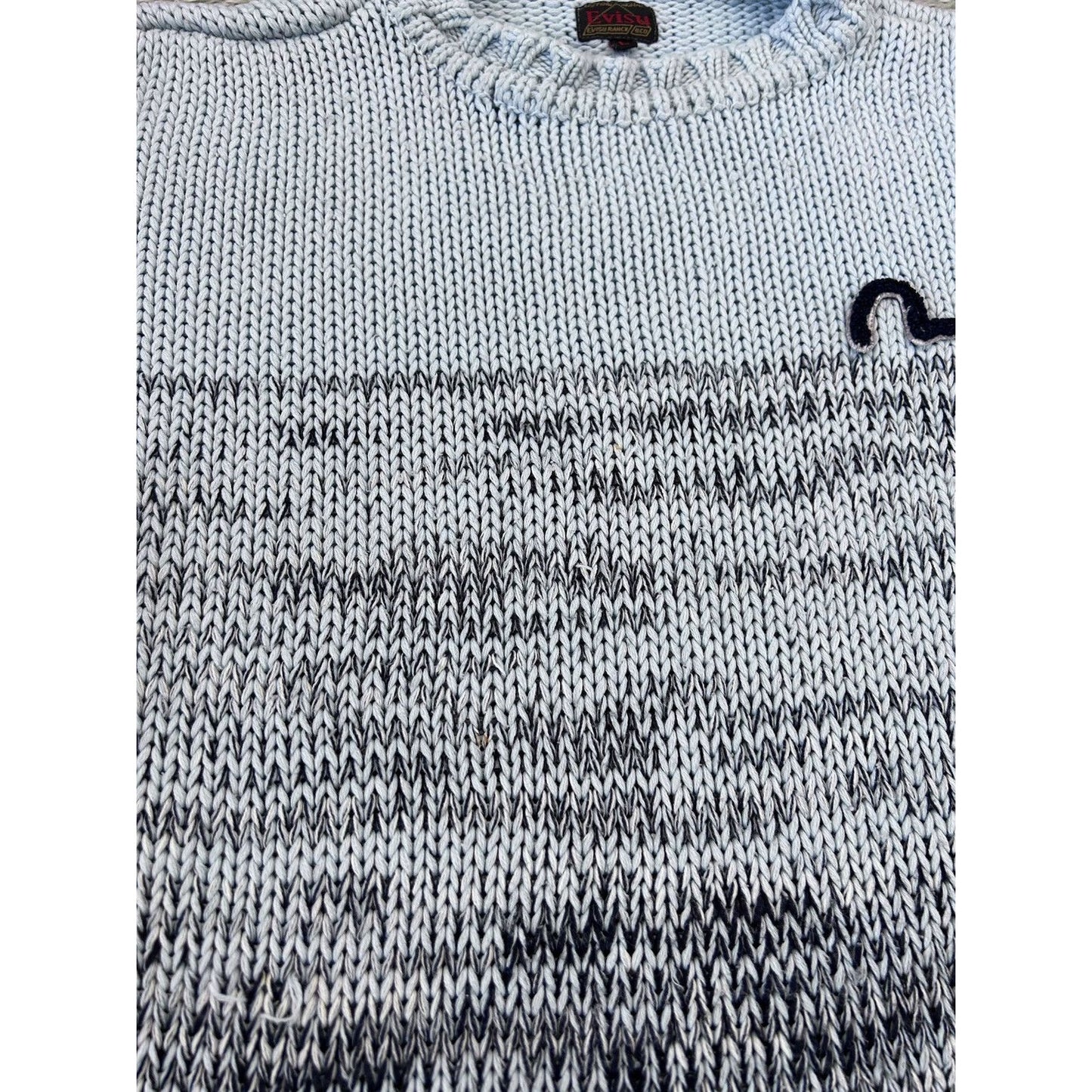 Evisu sweater big logo seagull knit vintage grey red EU ED