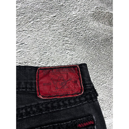 True Religion vintage black jeans Ricky red thick stitching