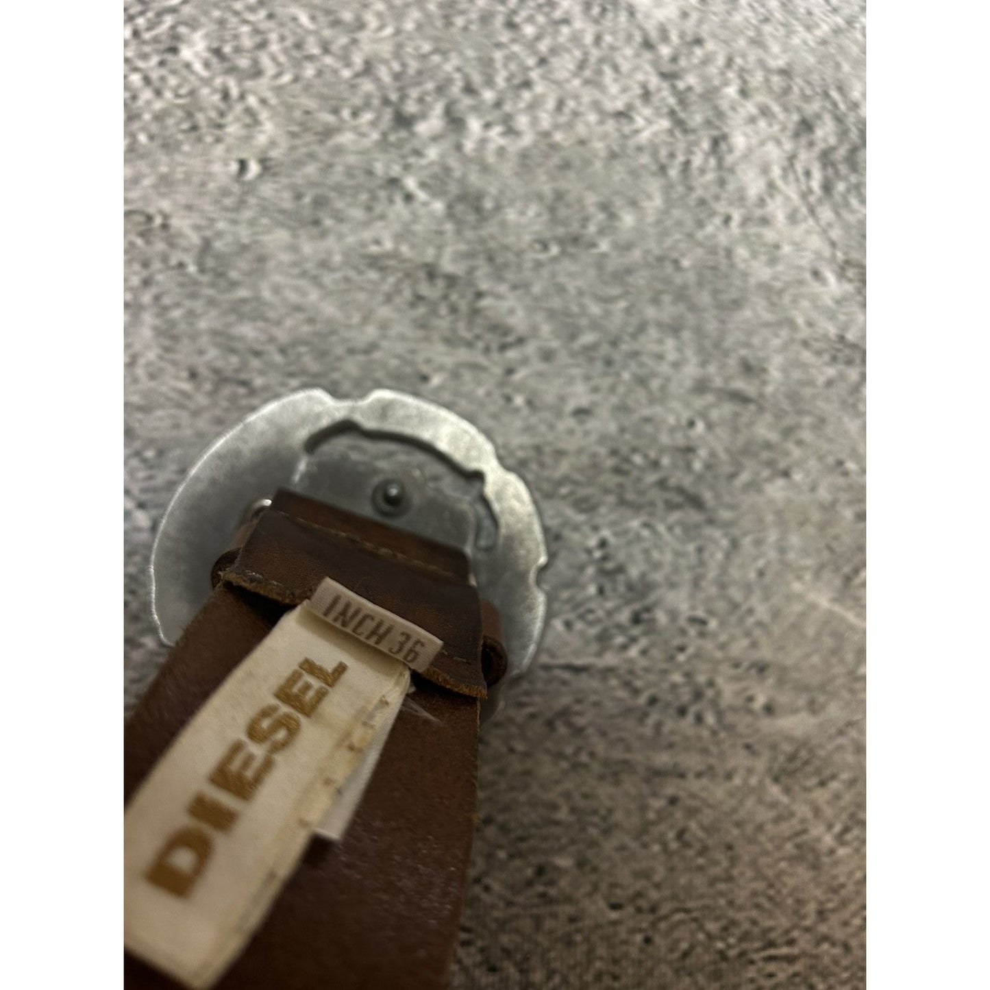 Diesel leather belt big buckle Y2K brown