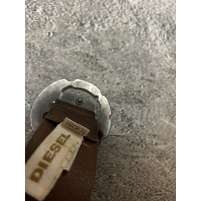 Diesel leather belt big buckle Y2K brown