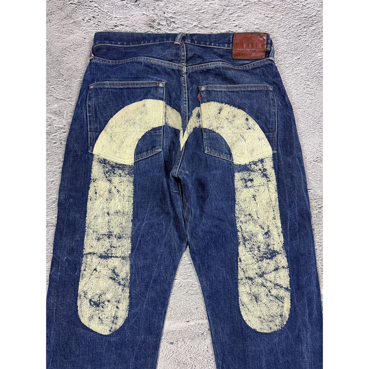 Evisu jeans white daicock big logo blue selvedge denim