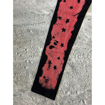 Y2K jeans black red slim stars