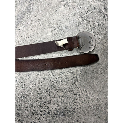 Diesel leather belt big buckle Y2K brown