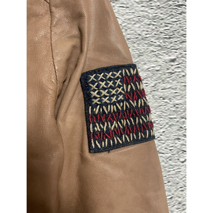 True Religion leather jacket brown Y2K Avant Garde kill bill