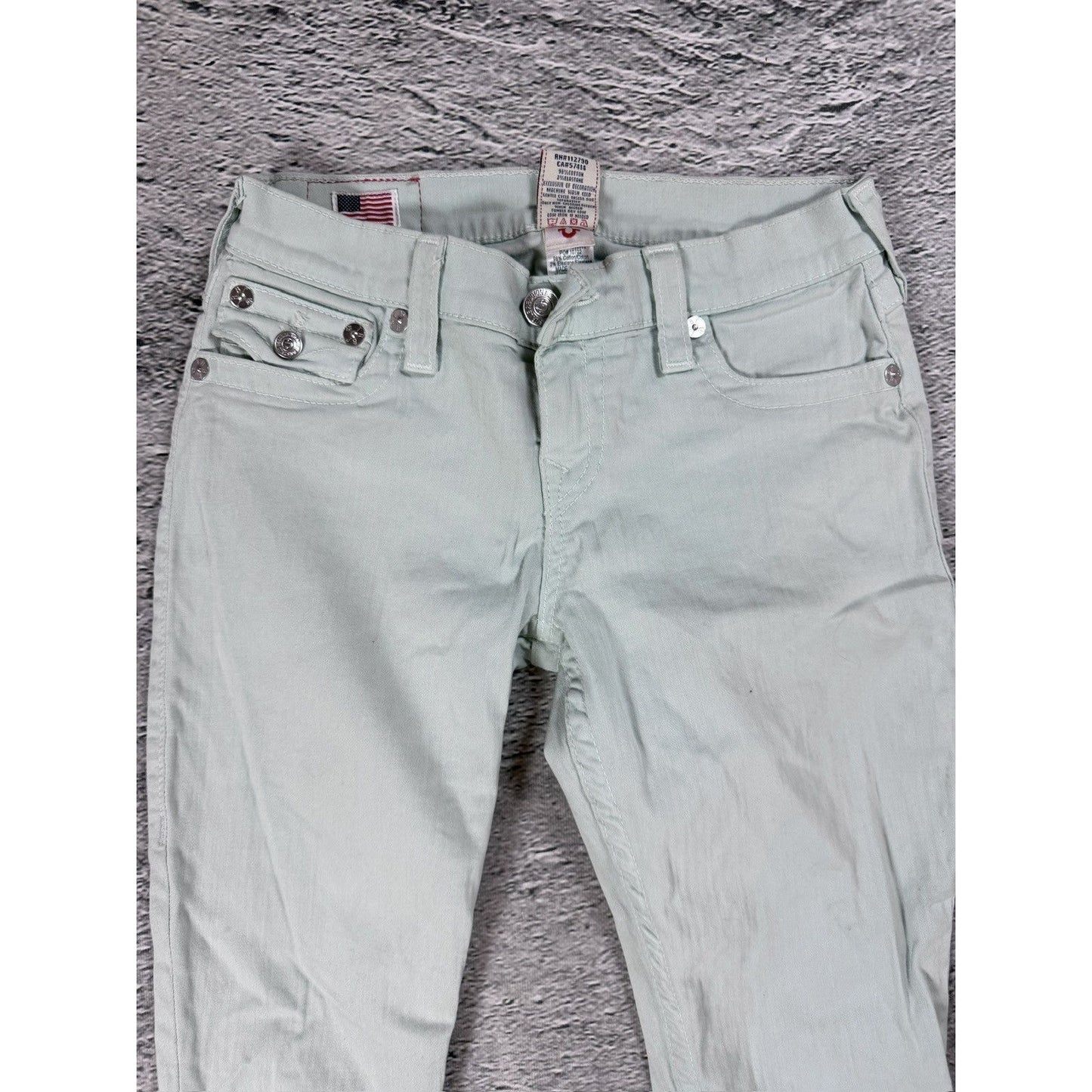 True Religion jeans mint turquoise vintage denim pants slim
