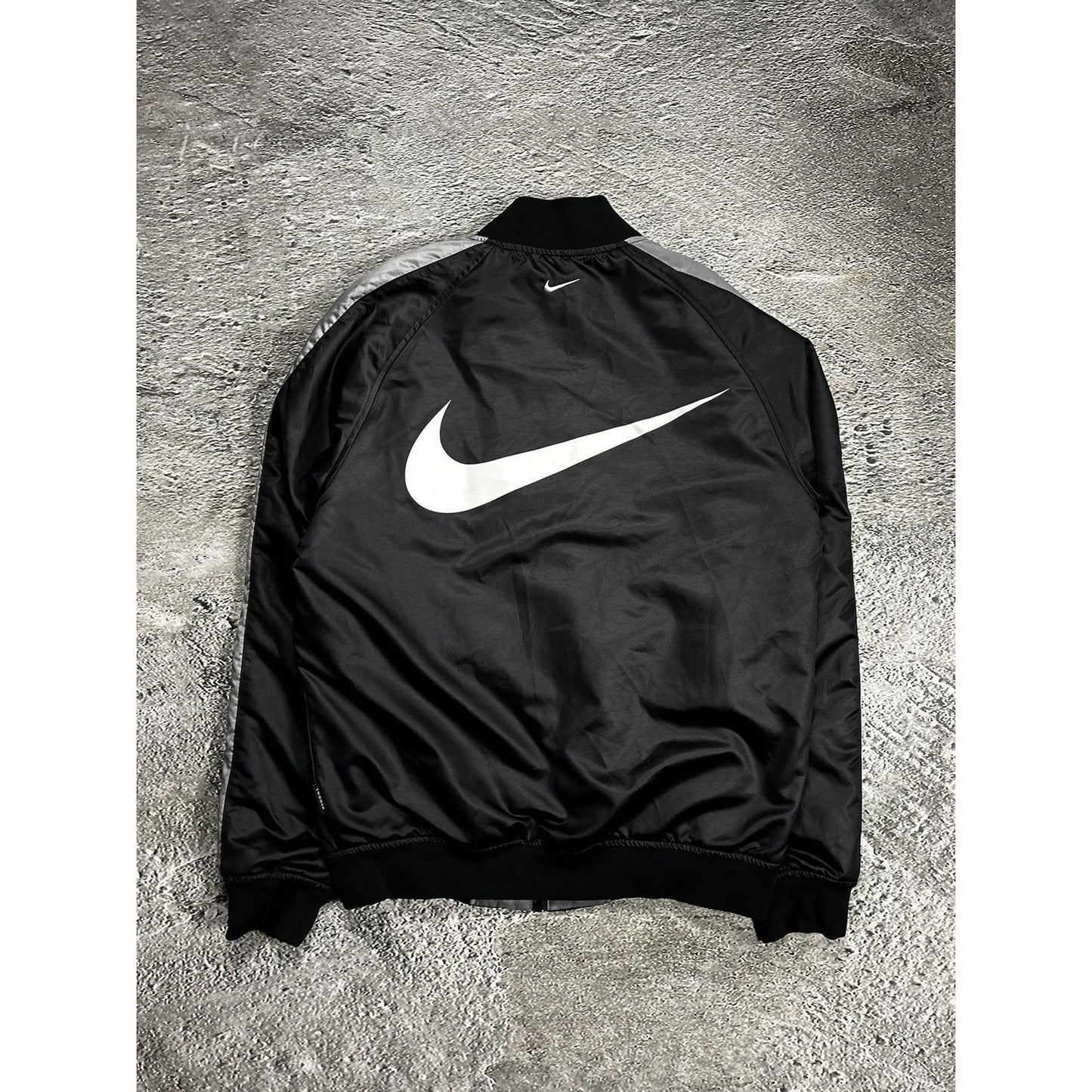 Nike reversible bomber jacket double swoosh big black grey