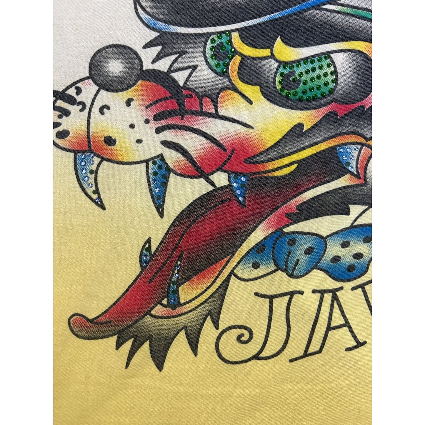 Ed Hardy Christian Audigier vintage yellow T-shirt big logo
