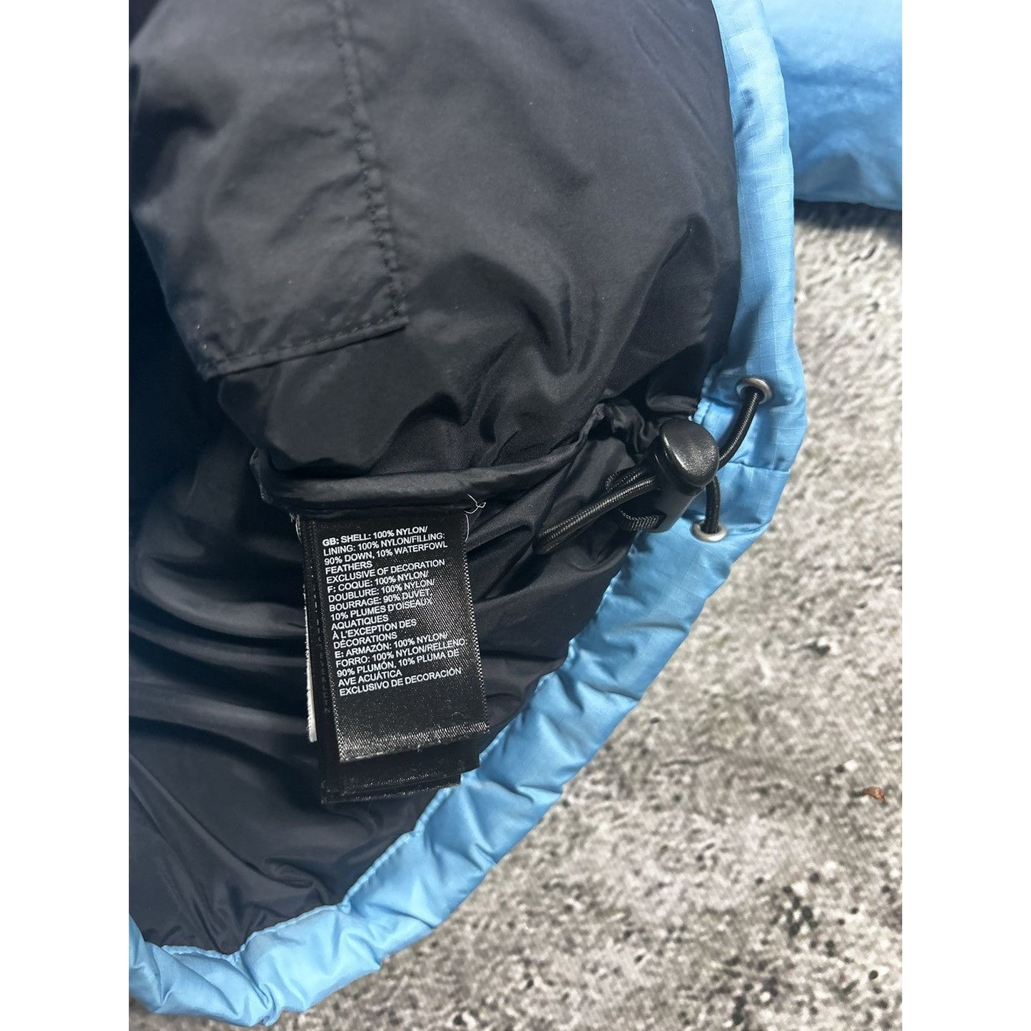 The North Face nuptse 700 baby blue black down puffer jacket