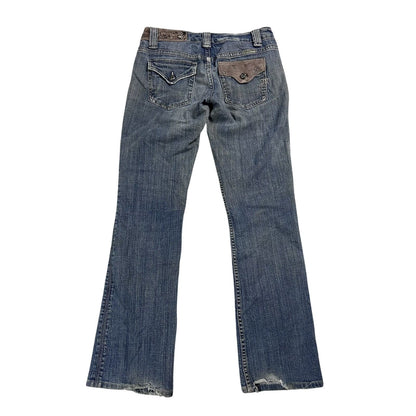 Miss Me flared bootcut white stitching denim vintage y2k